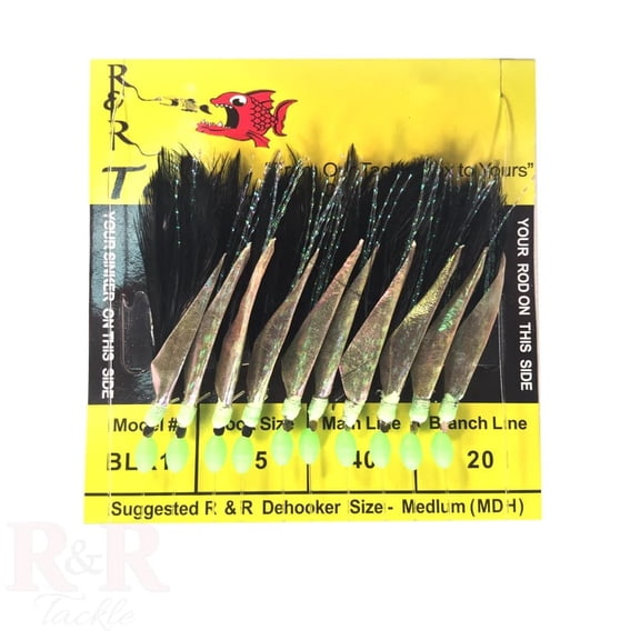 R & R Tackle (5 Pack) Monofilament 10 Hook Fish Skin SABIKI RIG