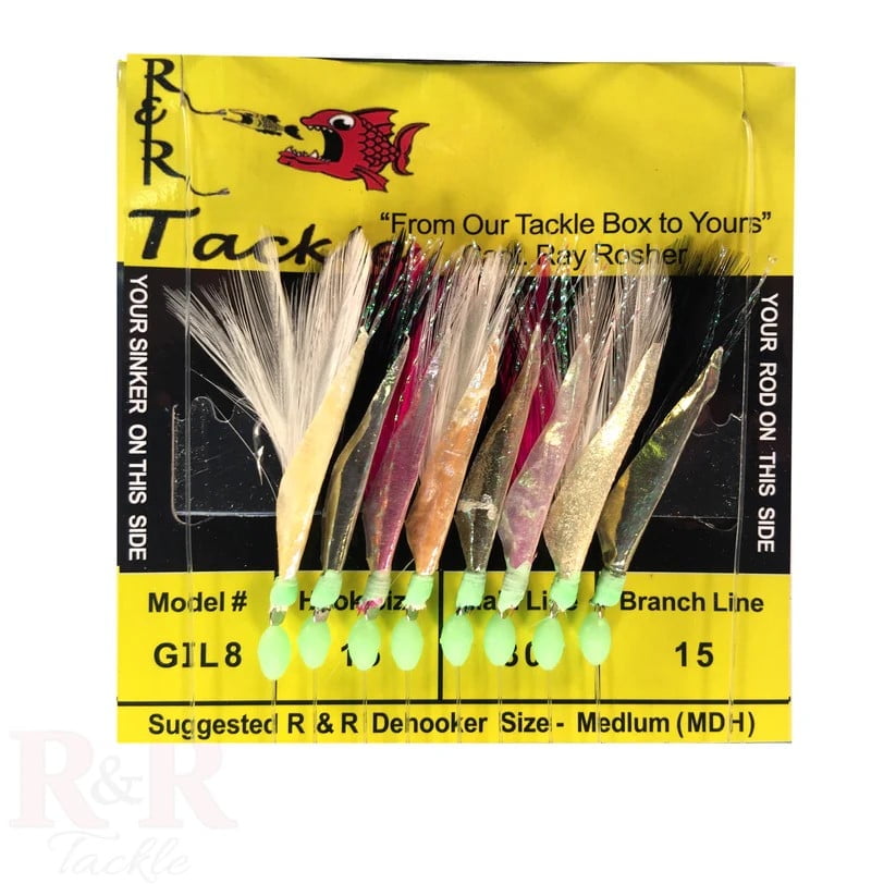 R & R Tackle (5 Pack) Monofilament 8 Hook Fish Skin SABIKI Goggle Eye