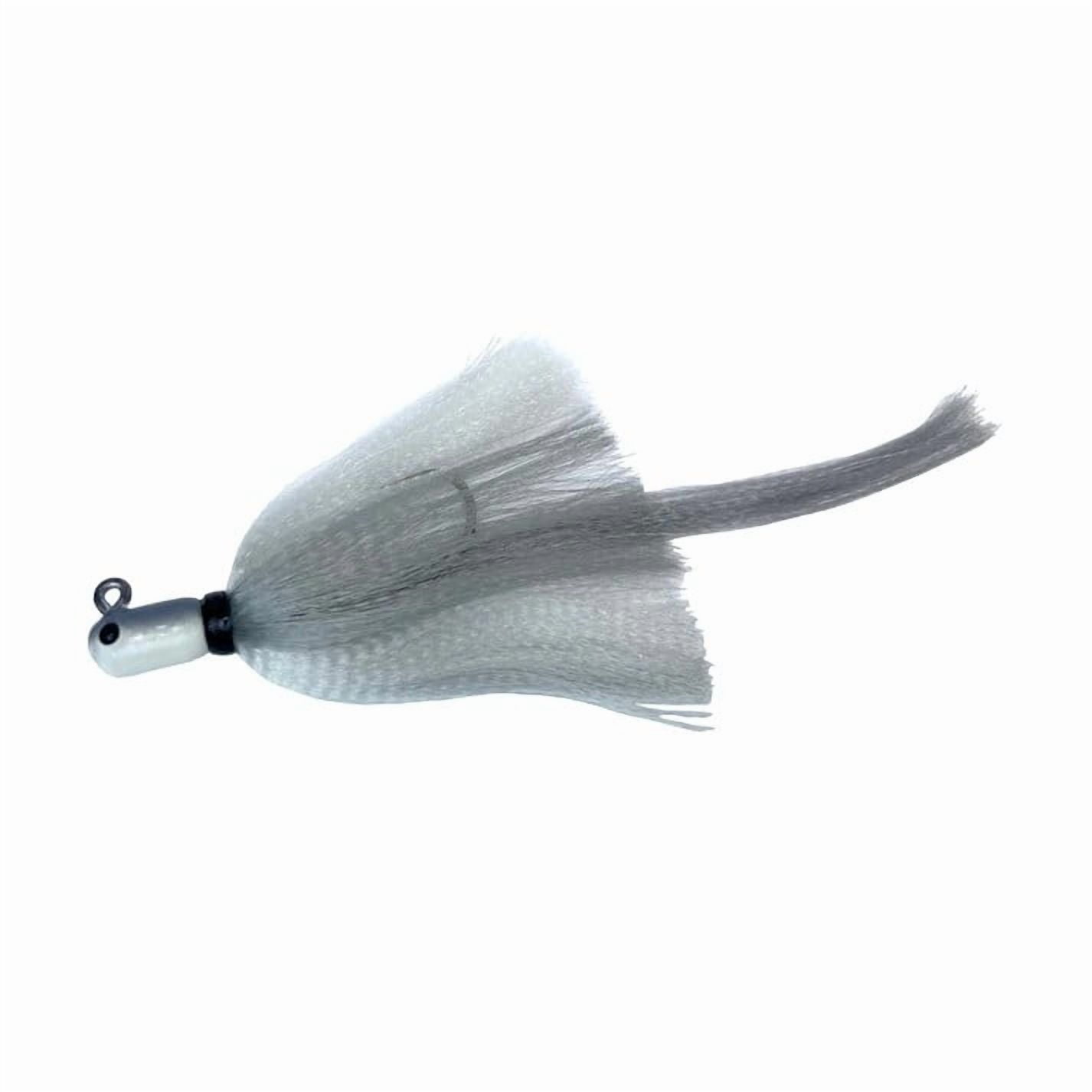 R & R Tackle (6 Pack) 1 oz Flarehawk Jig - Ivory Head, White/Gray/White Body, Gray Tail