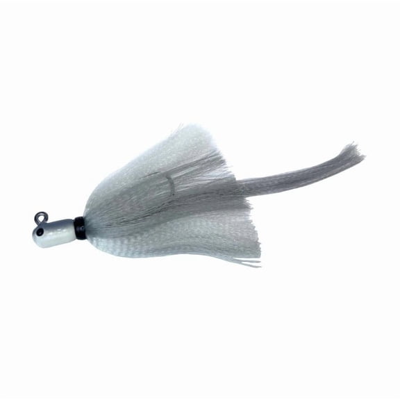 R & R Tackle (6 Pack) 2 oz Flarehawk Jig - Ivory Head, White/Gray/White Body, Gray Tail