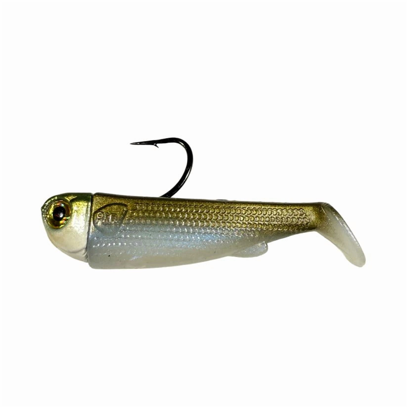 R & R Tackle (6 Pack) Pre- Rigged 0.5oz Olive and Pearl White SlideBait with 4/0 mustad Black Nickel Hook