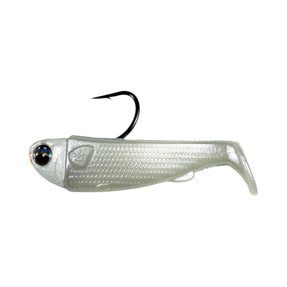 R & R Tackle Pre- Rigged 0.5oz Pearl White SlideBait with 4/0 mustad Black Nickel Hook 3pk
