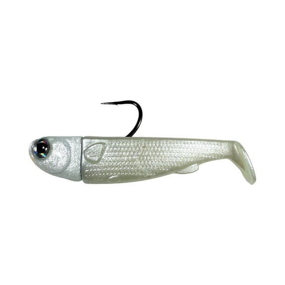 R & R Tackle Pre- Rigged 1oz Pearl White SlideBait with 5/0 mustad Black Nickel Hook 3pk