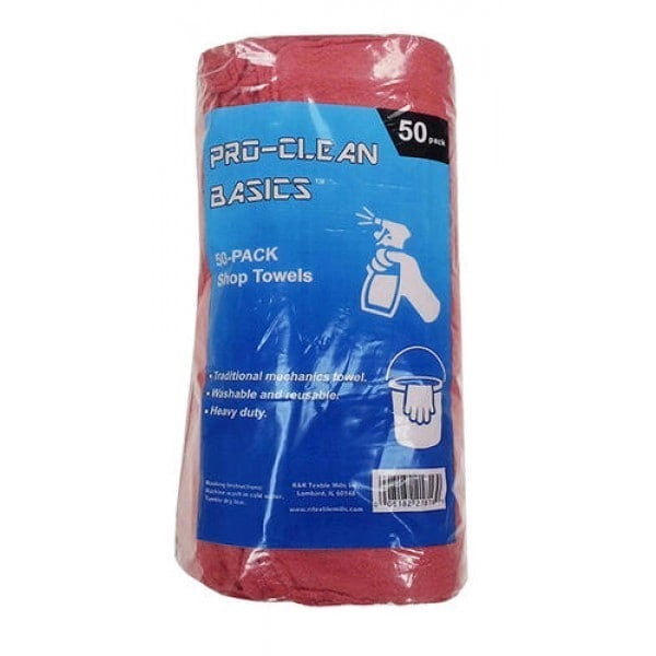 R&R Textile Mills Pro-Clean Basics Red Shop Towel Cleaning Rags (Case ...