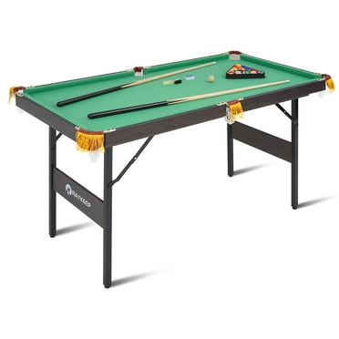 R RAYCHEE 4.5-Ft Indoor Pool Table w/ 2 Cues & 16 Balls, Green