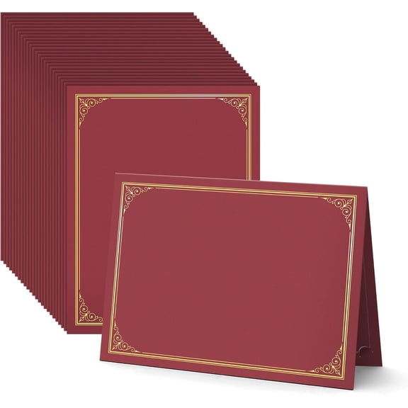 Red Certificate Holders (50 Packs), Diploma Covers Foil Border