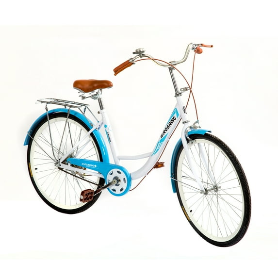 R.Roaring Womens Beach Cruiser Bike - 26 inch Retro Rear Racks Bicycle Road Bikes, Blue