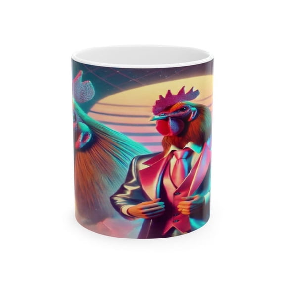 R Rooster Ceramic Mug Funky 0s Coffee Cup.