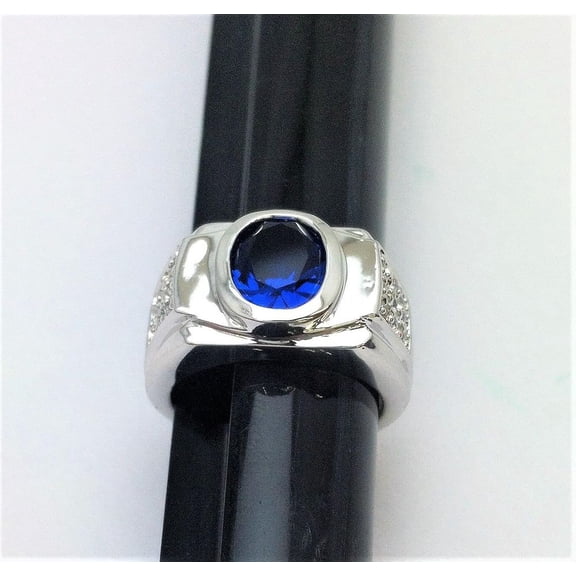 R.S. Covenant 091 sz 10 2337 Men's Synthetic Sapphire & Cz