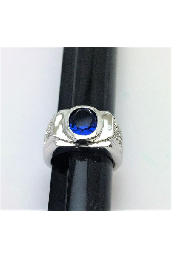 R.S. Covenant 091 sz 10 2337 Men's Synthetic Sapphire & Cz