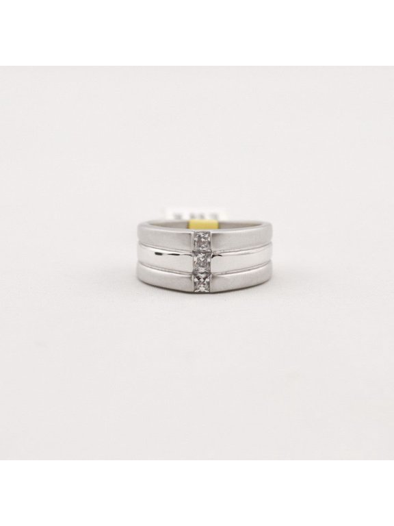 R.S. Covenant 2283 CZ Matte/Shiny Silver Men's Ring Size 10