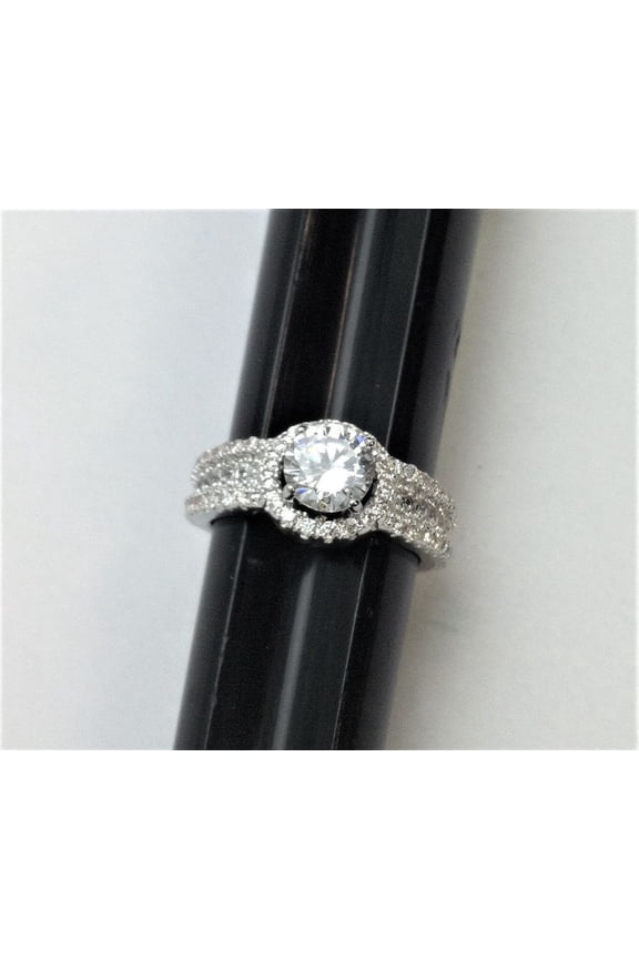 R.S. Covenant 6044 Round Halo Cz Circle Ring With Triple Cz Sides Size 5