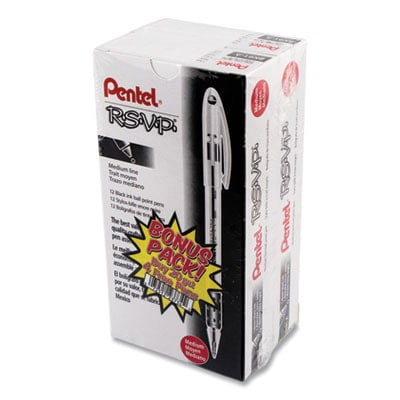 R.S.V.P. Ballpoint Pen Value Pack, Stick, Fine 0.7 mm, Black Ink, Clear/Black Barrel, 24/Pack R.S.V.P. Ballpoint Pen Value Pack, Stick, Fine 0.7 mm, Black Ink, Clear/Black Barrel, 24/Pack