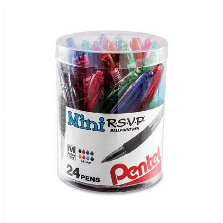 Pentel of America BK91MN24M 1 mm R.S.V.P. Mini Ballpoint Pen, Assorted Ink - 24 per Pack