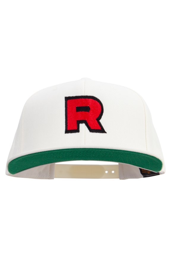 R Sign Embroidered Wool Blend Prostyle Snapback - Natural OSFM