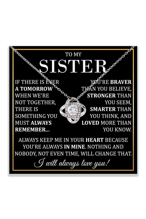 R Sister Necklace - Big And Little Sister Birthday #1244, Gold Love Knot Necklace