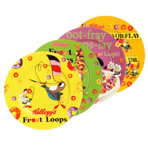 R Squared Kellogg's Froot Loops 8'' Toast Plate 4 Piece Set