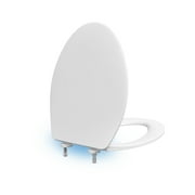 R&T Elongated Toilet Seat Soft Slow Close with Built-in Night Light White Plastic