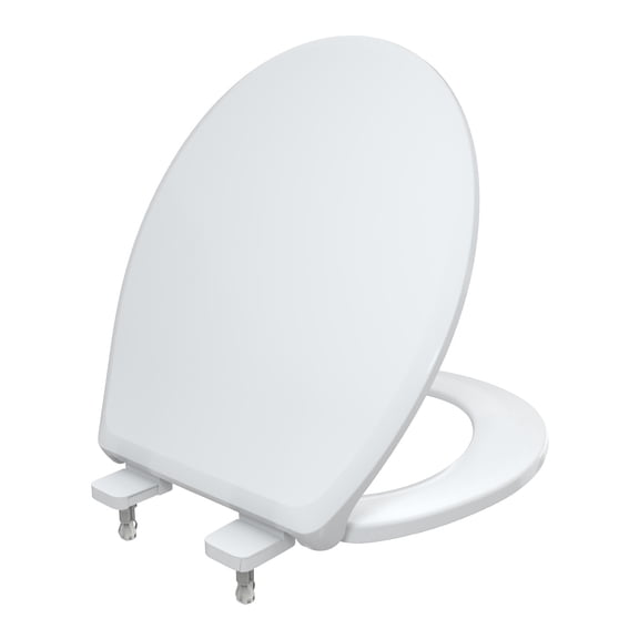 R&T B1095 Small Round Toilet Seat, Soft Close No-Slam Quick-Release Hinge Plastic Toilet Seat White