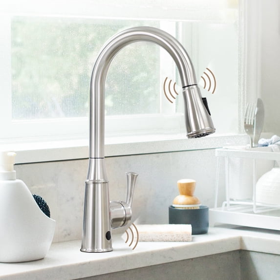 R&T Touchless Kitchen Faucet with Pull Down Sprayer Auto Shut Off Single Handle Sink Faucet
