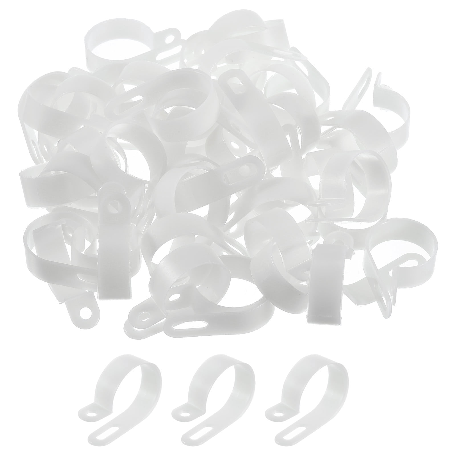 R-Type Cable Clamps, 30mm 1.18 Inch Cable Organizer Cord Clips White ...