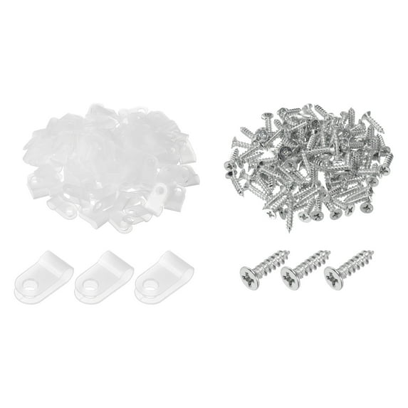 R-Type Cable Clip Wire Clamp, 5.3mm 0.21 Inch Nylon Clips White 200Pcs