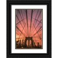 thumbnail image 1 of R. Veizaga, Christopher 11x14 Black Ornate Wood Framed with Double Matting Museum Art Print Titled - Brooklyn Bridge Sunset, 1 of 4