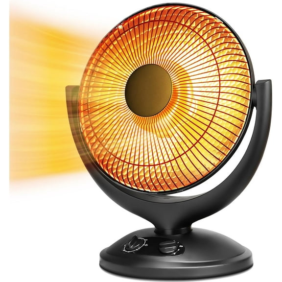 R.W.FLAME Radiant Electric Space Heater with Thermostat and Timer, 800W/400W Portable Dish Heaters for Indoor Use, Overheat and Tip Over Protection, Quiet Heater Fan for Bedroom Office Desk Home