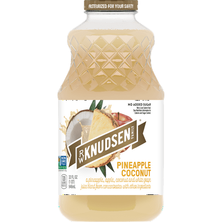 R.W. Knudsen Family Pineapple Coconut Juice Blend, 32 oz, Glass Bottle