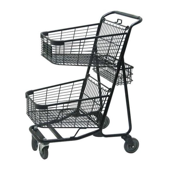 R.W. Rogers Co Two Tier Shopping Cart,29 In. L,300 lb. RWR-VER-5050BK