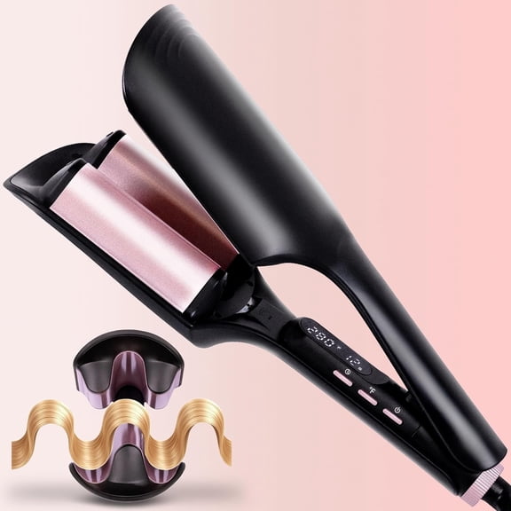 (R)  Waver Curling Iron o Crimper Hair Tool o Adjustable Heat Settings o Dual  Hair Curler o Anti-Scald Tech o Ionic Ceramic Coating for Long-Lasting, Frizz-Free Beach Waves