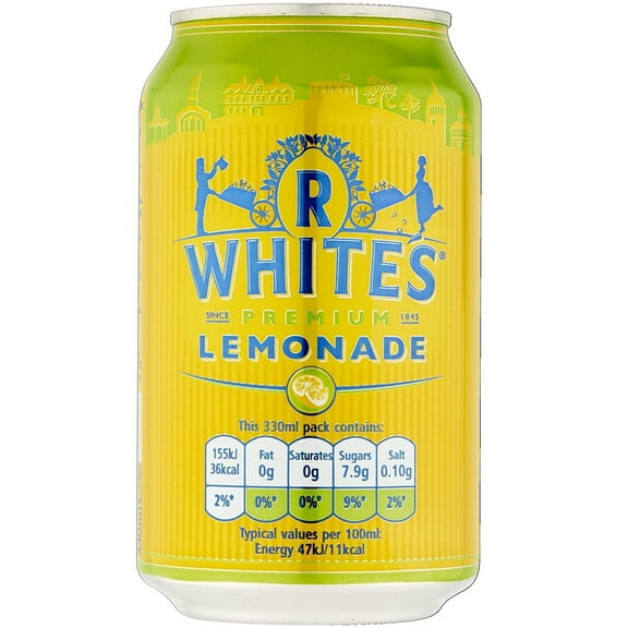 R White, Bev Lemonade Fizzy, 330-ML (24 Pack)