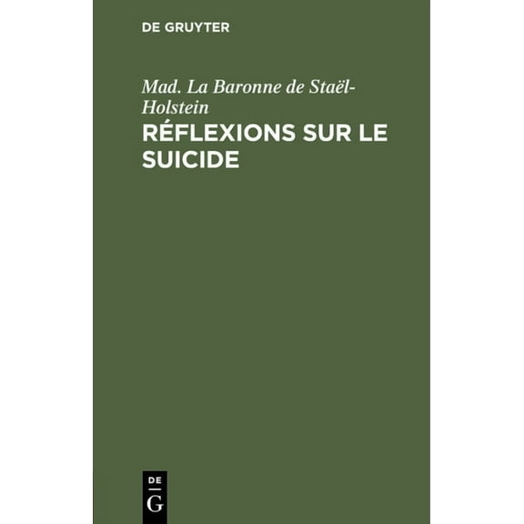 Réflexions Sur Le Suicide (Hardcover)