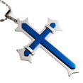 thumbnail image 1 of R.h. Jewelry Stainless Steel 3 Inches Long Large Two-tone Blue Cross Pendant, 1 of 3