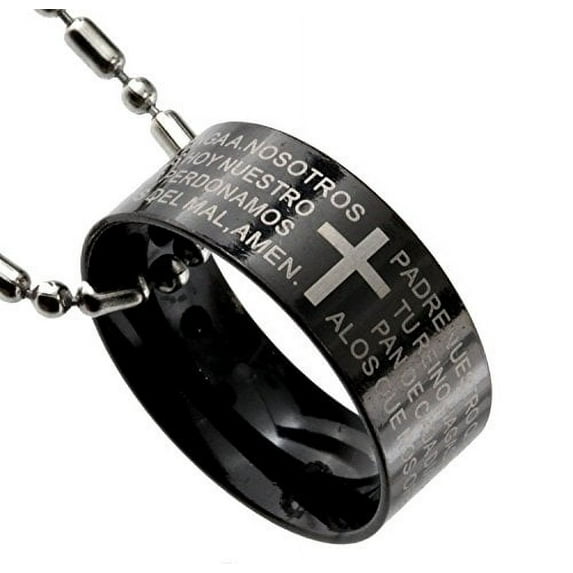 R.h. Jewelry Stainless Steel Pendant, the Lords Prayer Black Band Ring