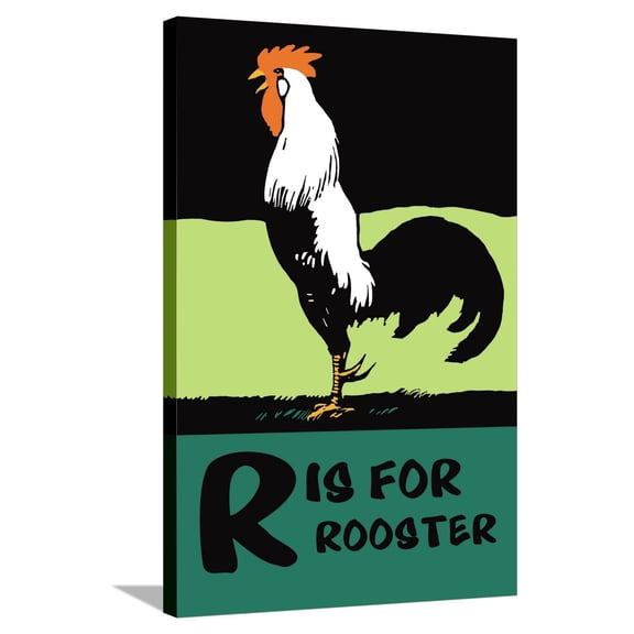 Art.com R is for Rooster Stretched Canvas Print Wall Art by Charles Buckles Falls, 24" x 36"
