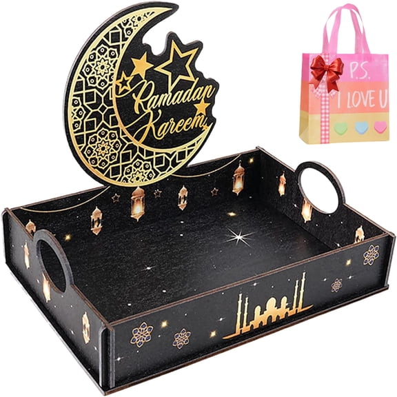 Rmadan Sweet Tray, Built-in Side Handles, 20x14x14.5cm, Holiday Party Platter, Decorative Handle Tray, Versatile Use, for Kitchen Dining Room Living Room Bar Sofa Table Picnic Gatherings