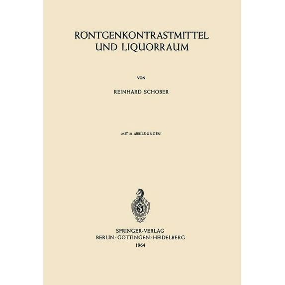 Röntgenkontrastmittel Und Liquorraum, (Paperback)