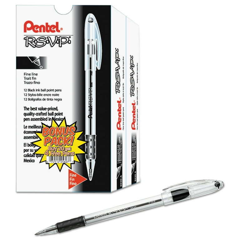 R.S.V.P. Ballpoint Pen Value Pack, Stick, Fine 0.7 mm, Black Ink, Clear/Black Barrel, 24/Pack R.S.V.P. Ballpoint Pen Value Pack, Stick, Fine 0.7 mm, Black Ink, Clear/Black Barrel, 24/Pack