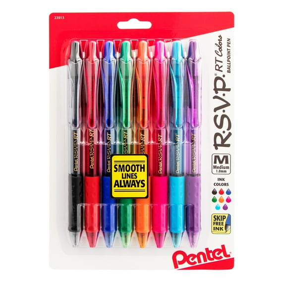 R.s.v.p. Rt Ballpoint Pen, Retractable, Medium 1 Mm, Assorted Ink Colors, Clear Barrel, 8/pack | Bundle of 5 Packs