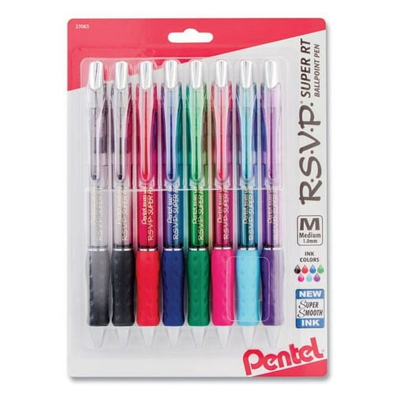 "R.s.v.p. Super Rt Ballpoint Pen, Retractable, Medium 1 Mm, Assorted Ink And Barrel Colors, 8/pack | Bundle of 2 Packs"