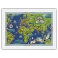 thumbnail image 1 of Réseau Aérien Mondial (Global Air Network) - Fly Routes World Map - France Planisphere - Vintage Airline Travel Poster by Lucien Boucher c.1950 - Japanese Unryu Rice Paper Art Print 24 x 32 in, 1 of 4