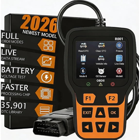 R001 OBD2 Scanner Diagnostic Tool, Check Engine Light Code Reader, Tester, I/M Readiness, Reset, Live Data, Diagnostic Scan Tools for OBDII Since 1996