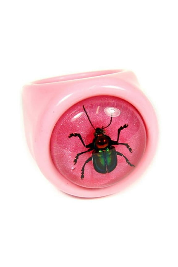 R0026-7 Ring Shiny Beetle Pnk with Pink Background Size 7