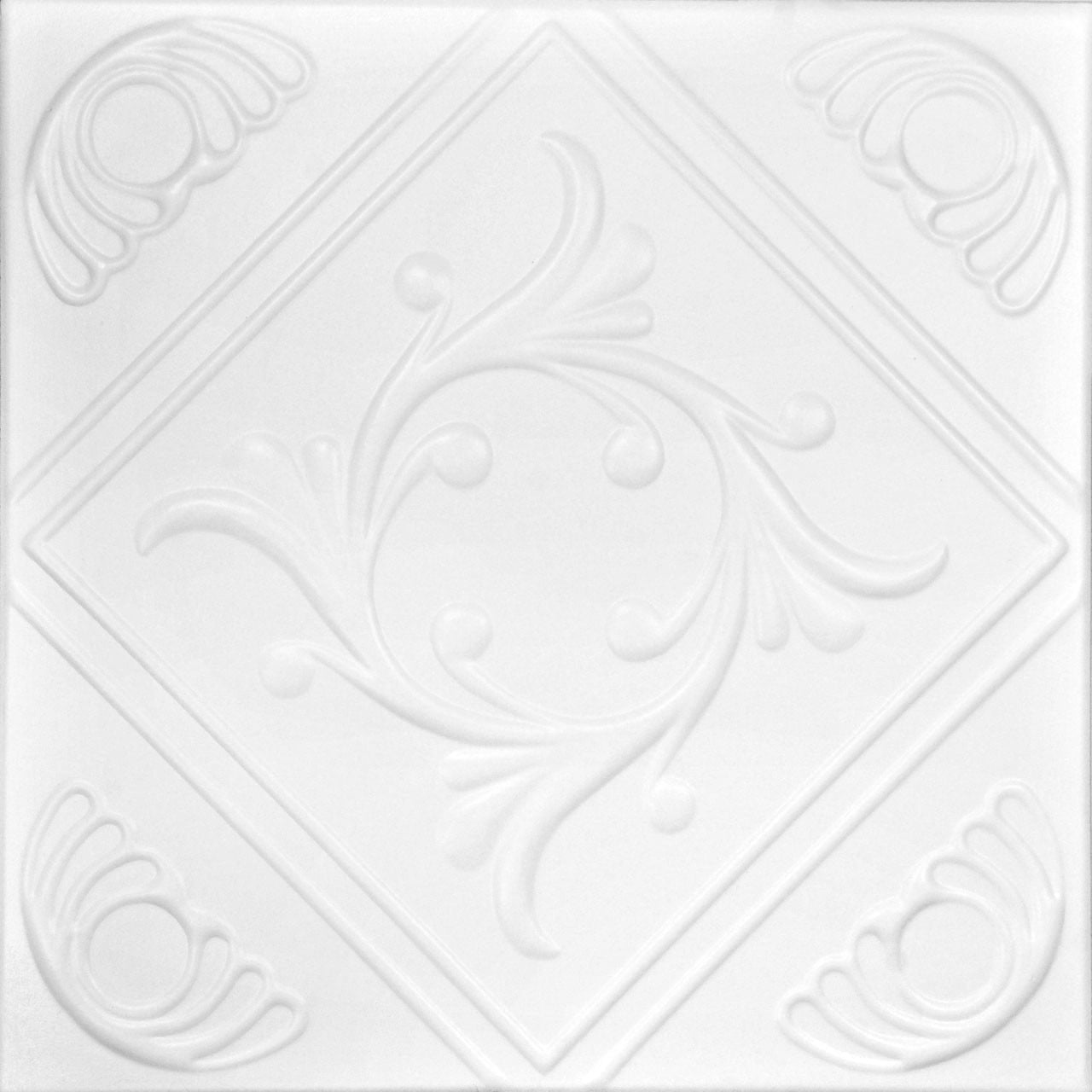 Ultra Pure White Polystyrene Glue-up Ceiling Tile, 19.63" Square