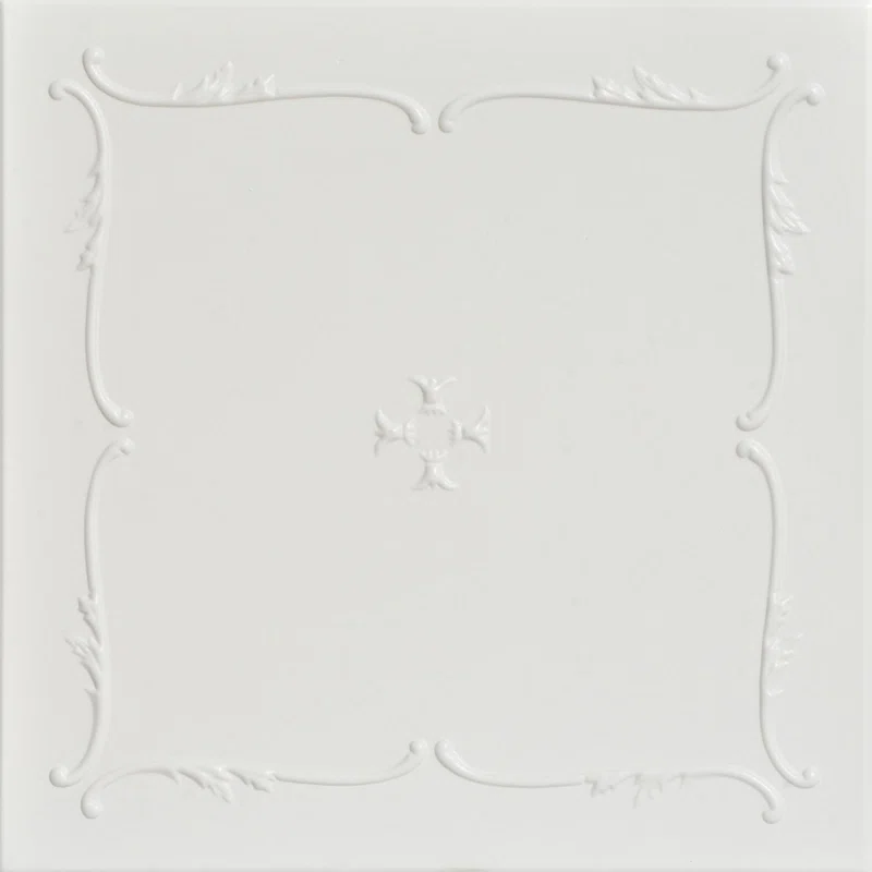 R05Spring Buds PrePainted Foam Glueup Ceiling Tile in Dove White
