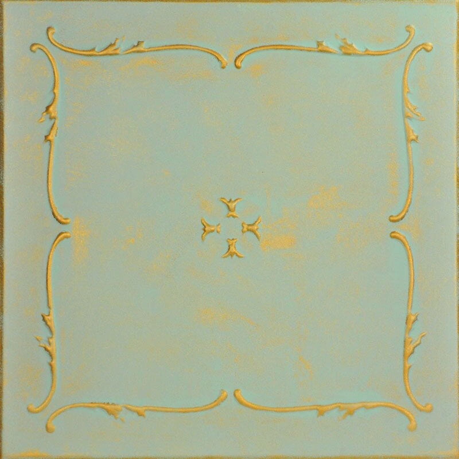 Gold Moss Painted Polystyrene Glue-up Ceiling Tile, 19.63" Square