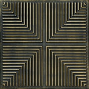 R06-Pyramid Illusion Pre-Painted Foam Glue-up Ceiling Tile in Black Brass (129.6 Sq.ft / Pack) - 48 Pieces