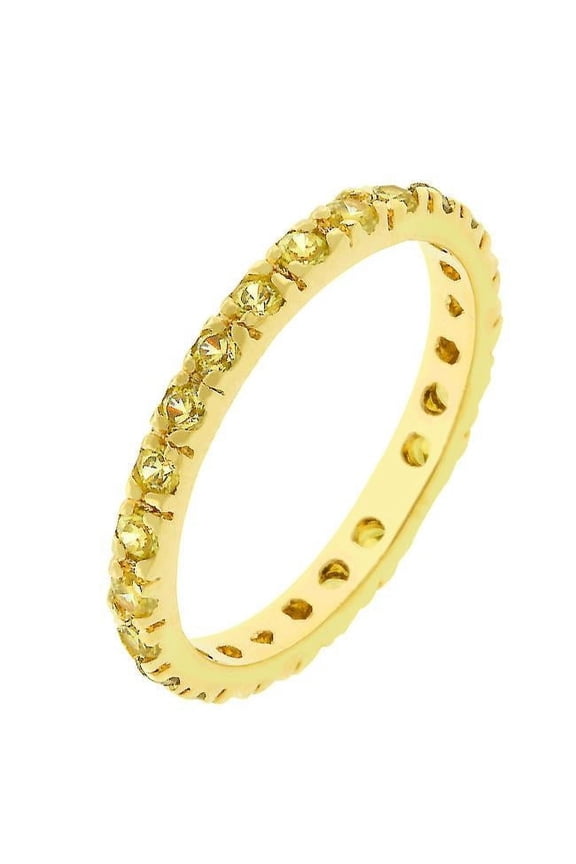 R07865G-V61-10 18k Gold Plated Eternity Ring with Channel Set Yellow CZ in Goldtone- Size 10