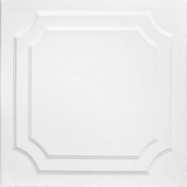 R08 Virginian Foam Glueup Ceiling Tile in Plain White (21.6 Sq.ft